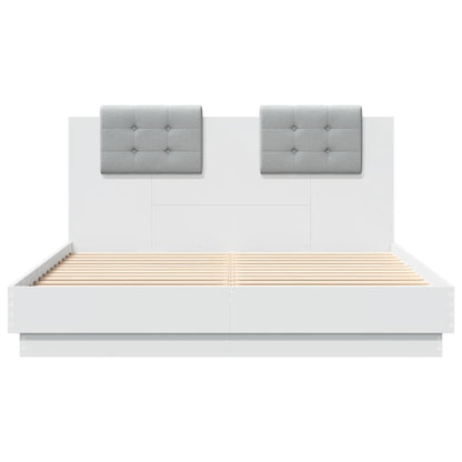 Bedframe Met Hoofdeinde Bewerkt Hout Wit 150X200 Cm