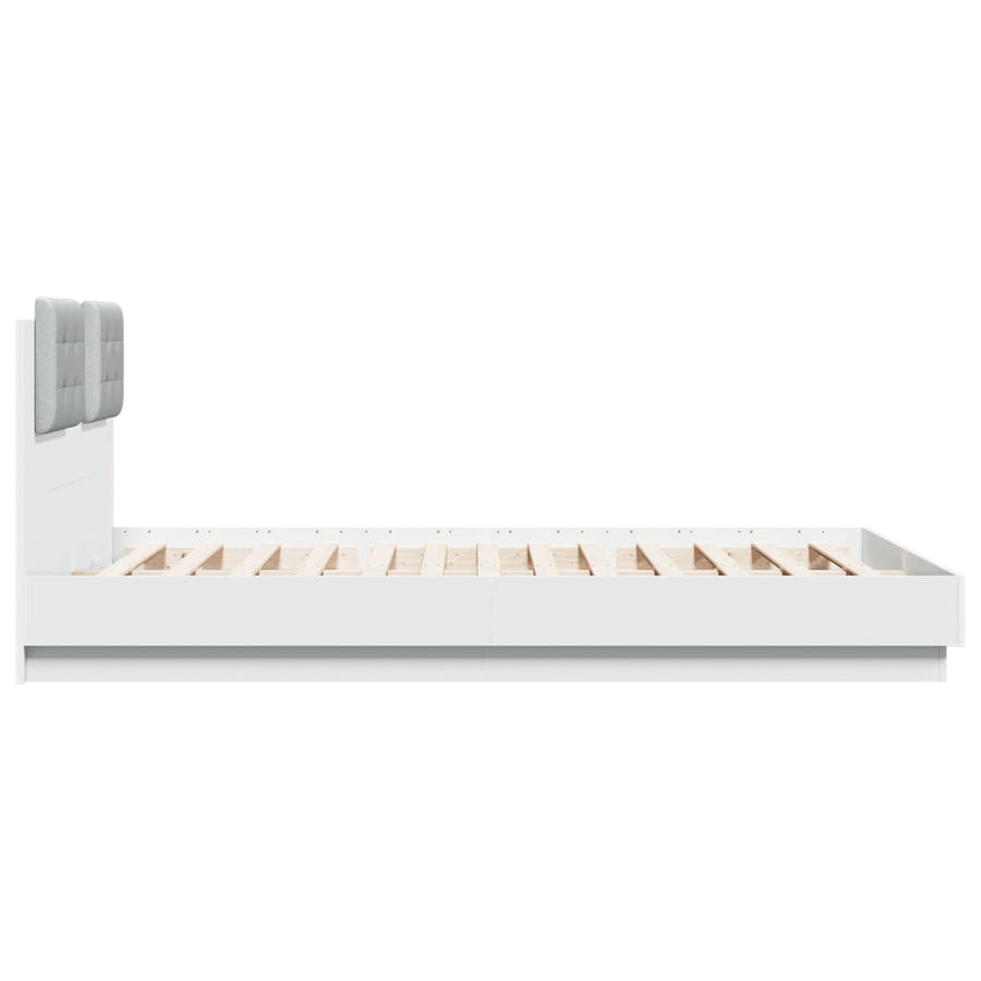 Bedframe Met Hoofdeinde Bewerkt Hout Wit 150X200 Cm