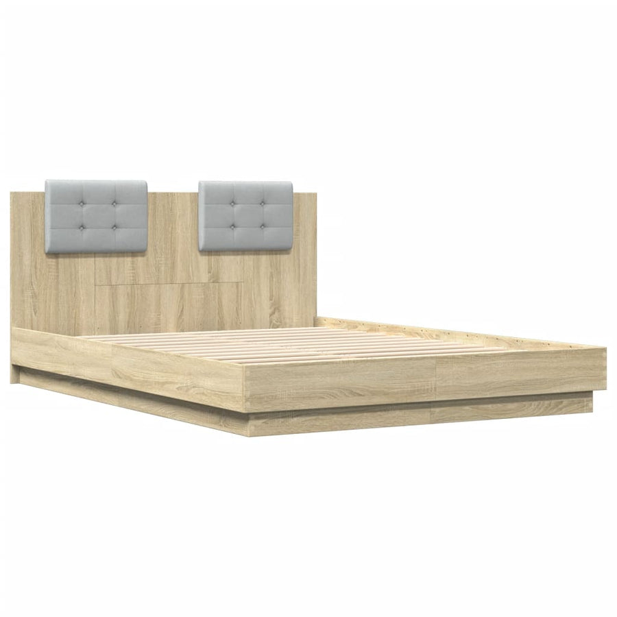 Bedframe Met Hoofdeinde Bewerkt Hout Sonoma Eiken 150X200 Cm