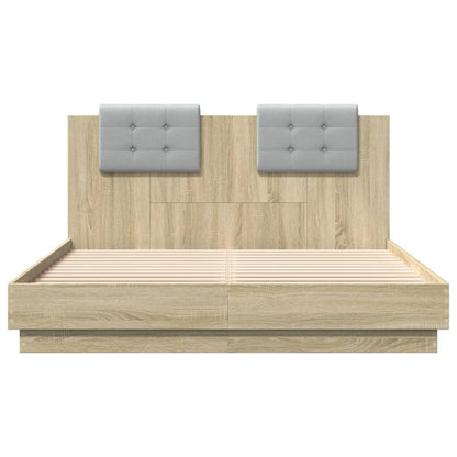 Bedframe Met Hoofdeinde Bewerkt Hout Sonoma Eiken 150X200 Cm