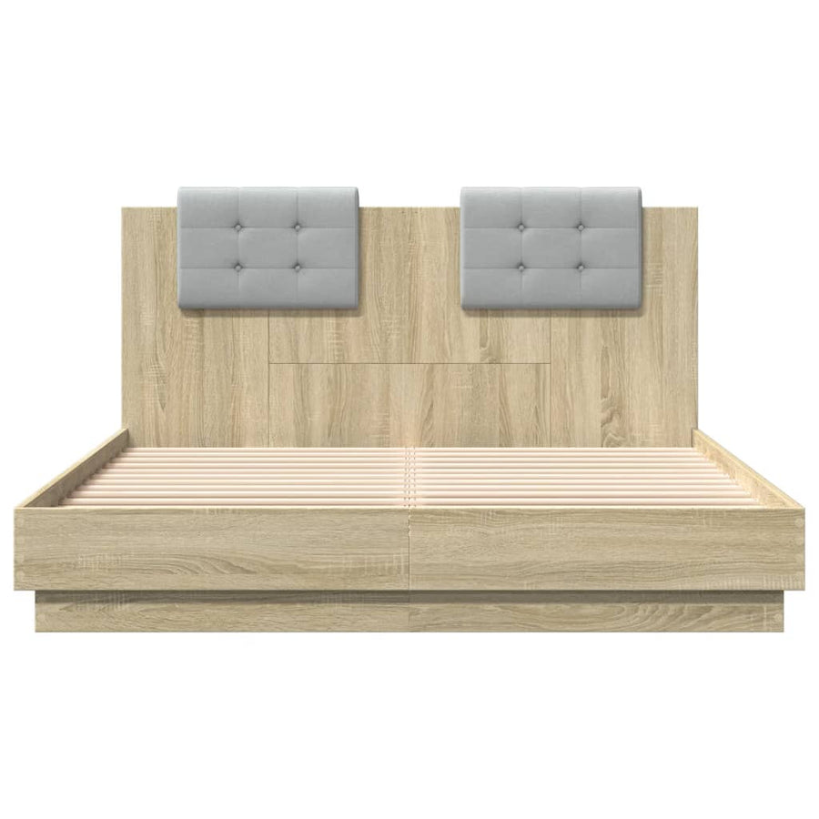 Bedframe Met Hoofdeinde Bewerkt Hout Sonoma Eiken 150X200 Cm