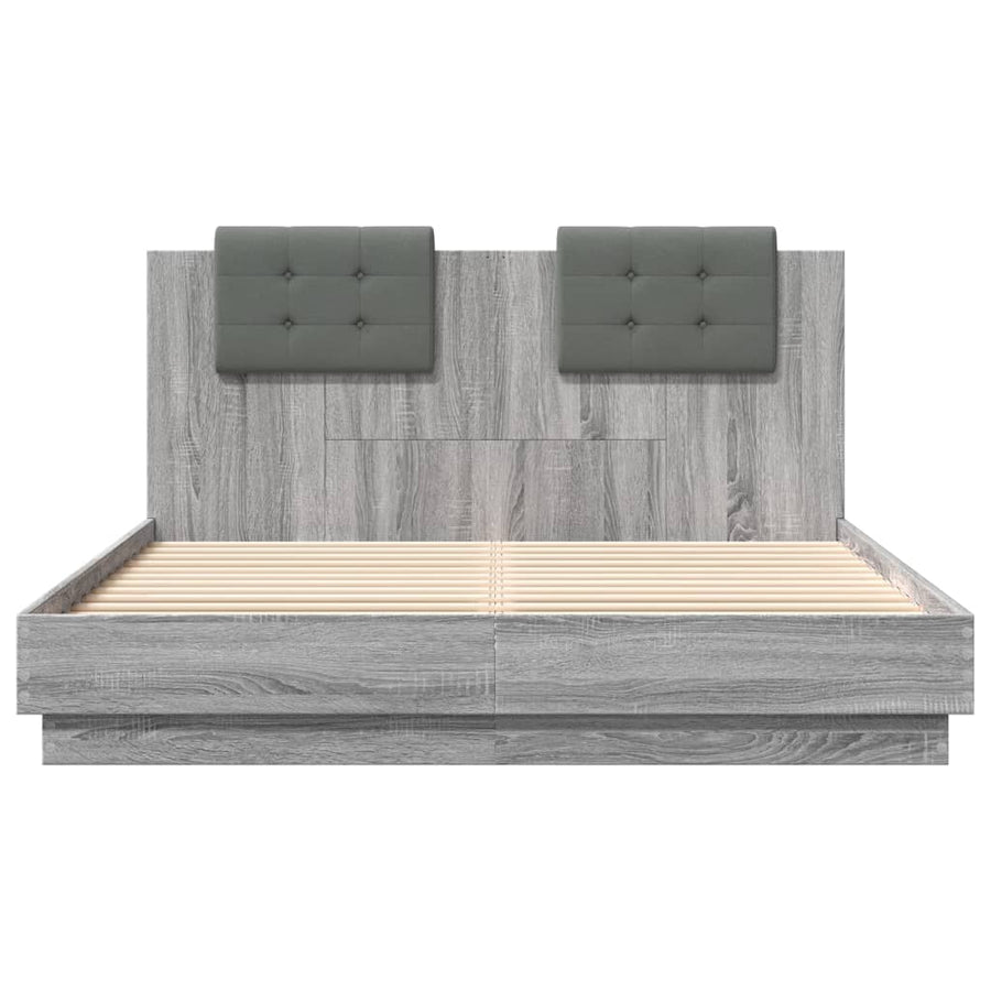 Bedframe Met Hoofdeinde Grijs Sonoma Eiken 150X200 Cm