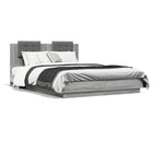 Bedframe 150x200 cm grijs sonoma eiken met hoofdbord