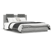 Bed frame with headboard grey Sonoma oak 150x200 cm