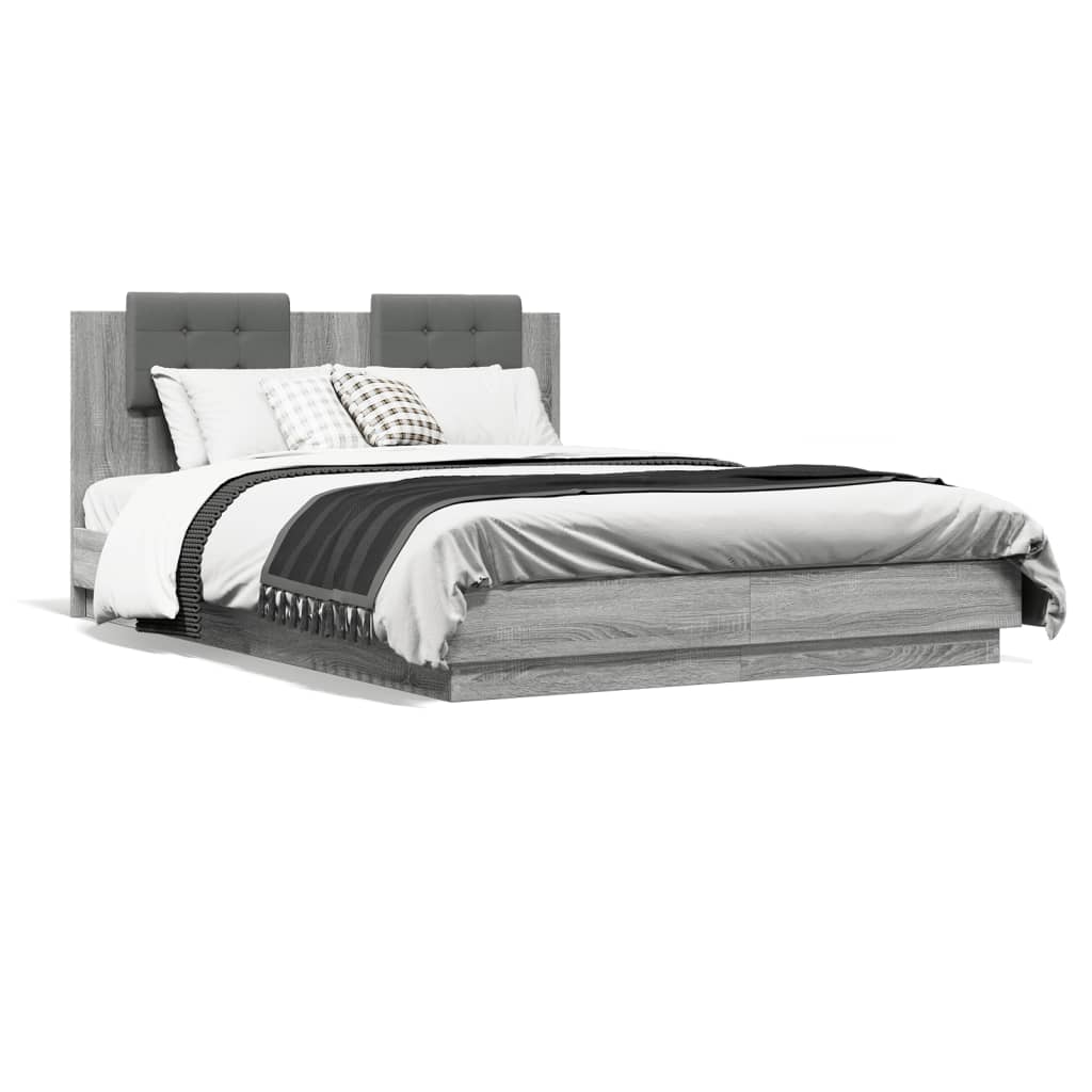 Bedframe Met Hoofdeinde Grijs Sonoma Eiken 150X200 Cm