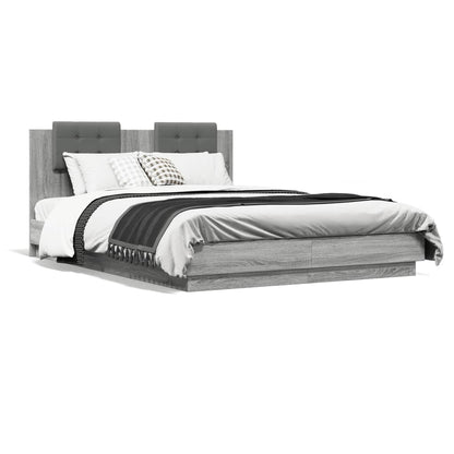 Bedframe Met Hoofdeinde Grijs Sonoma Eiken 150X200 Cm