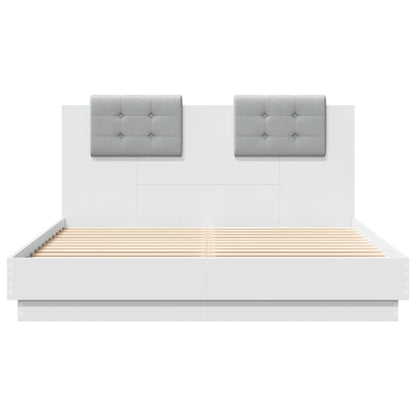 Bedframe Met Hoofdbord Bewerkt Hout Wit 140X200 Cm