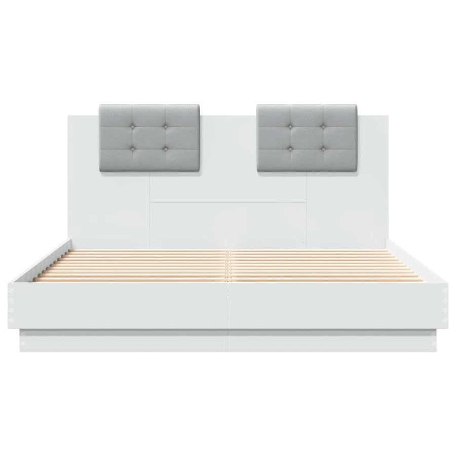 Bedframe Met Hoofdbord Bewerkt Hout Wit 140X200 Cm
