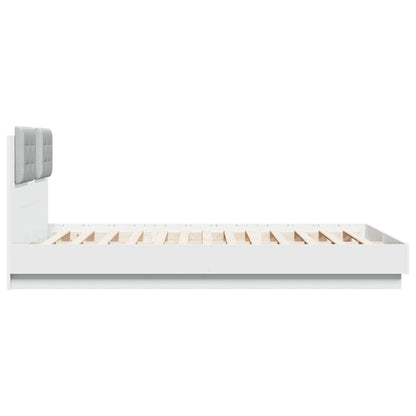 Bedframe Met Hoofdbord Bewerkt Hout Wit 140X200 Cm