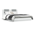 Bed frame with headboard carved wood white 140x200 cm