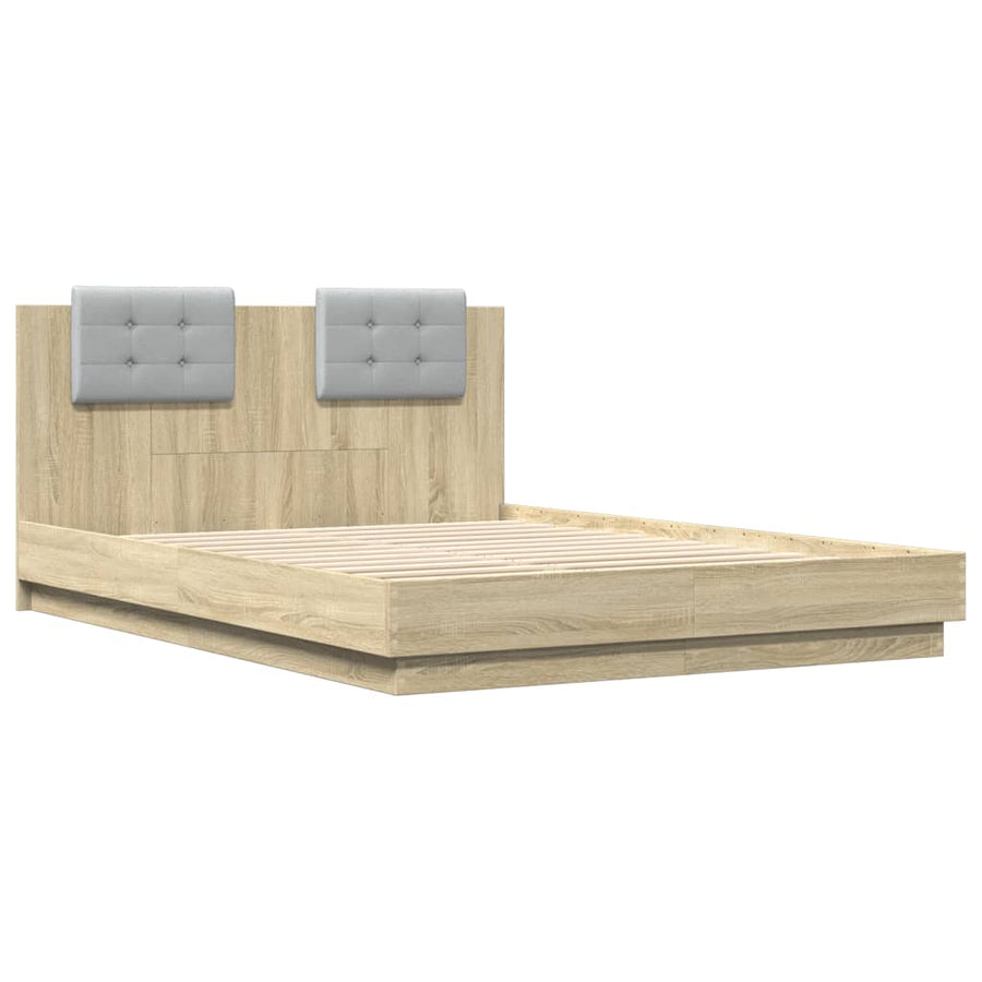 Bedframe Met Hoofdeinde Bewerkt Hout Sonoma Eiken 120X200 Cm