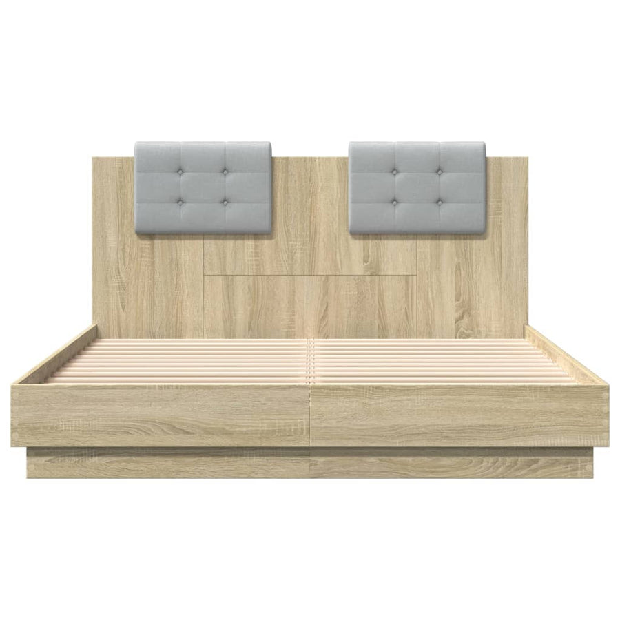 Bedframe Met Hoofdeinde Bewerkt Hout Sonoma Eiken 120X200 Cm