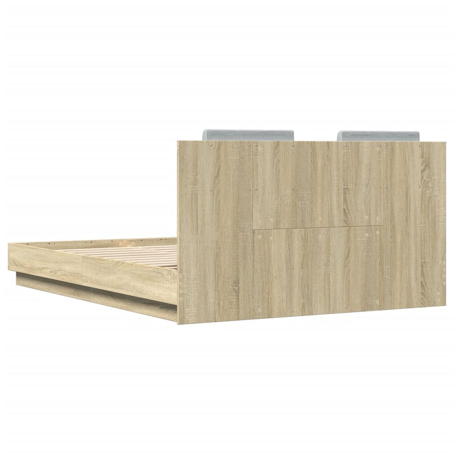 Bedframe Met Hoofdeinde Bewerkt Hout Sonoma Eiken 120X200 Cm
