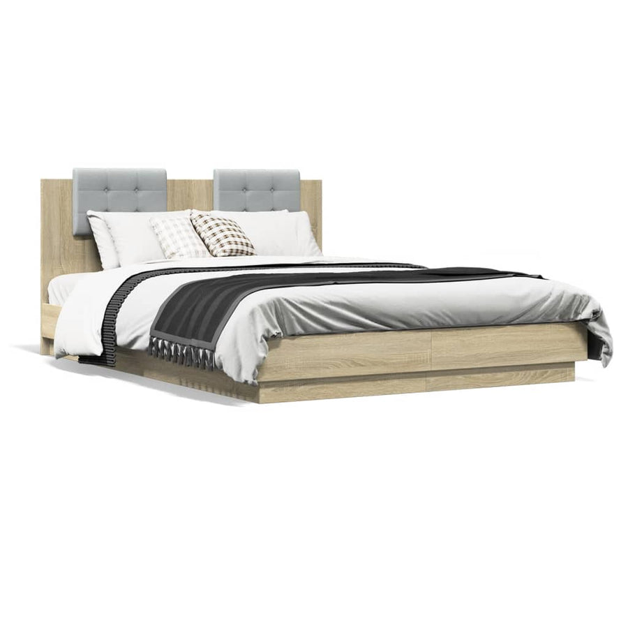 Bedframe Met Hoofdeinde Bewerkt Hout Sonoma Eiken 120X200 Cm