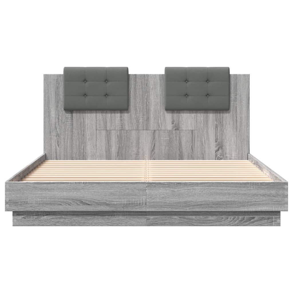 Bedframe Met Hoofdeinde Bewerkt Hout Grijs Sonoma 120X200 Cm