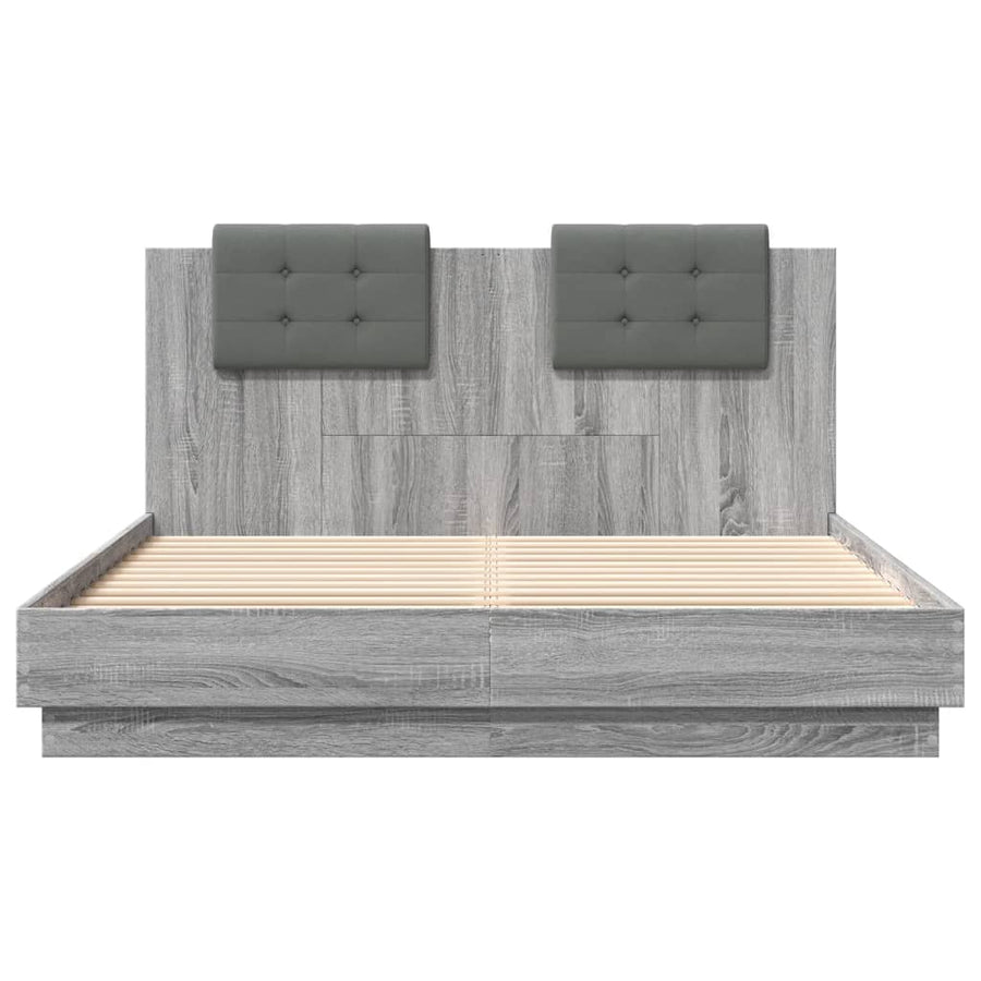 Bedframe Met Hoofdeinde Bewerkt Hout Grijs Sonoma 120X200 Cm