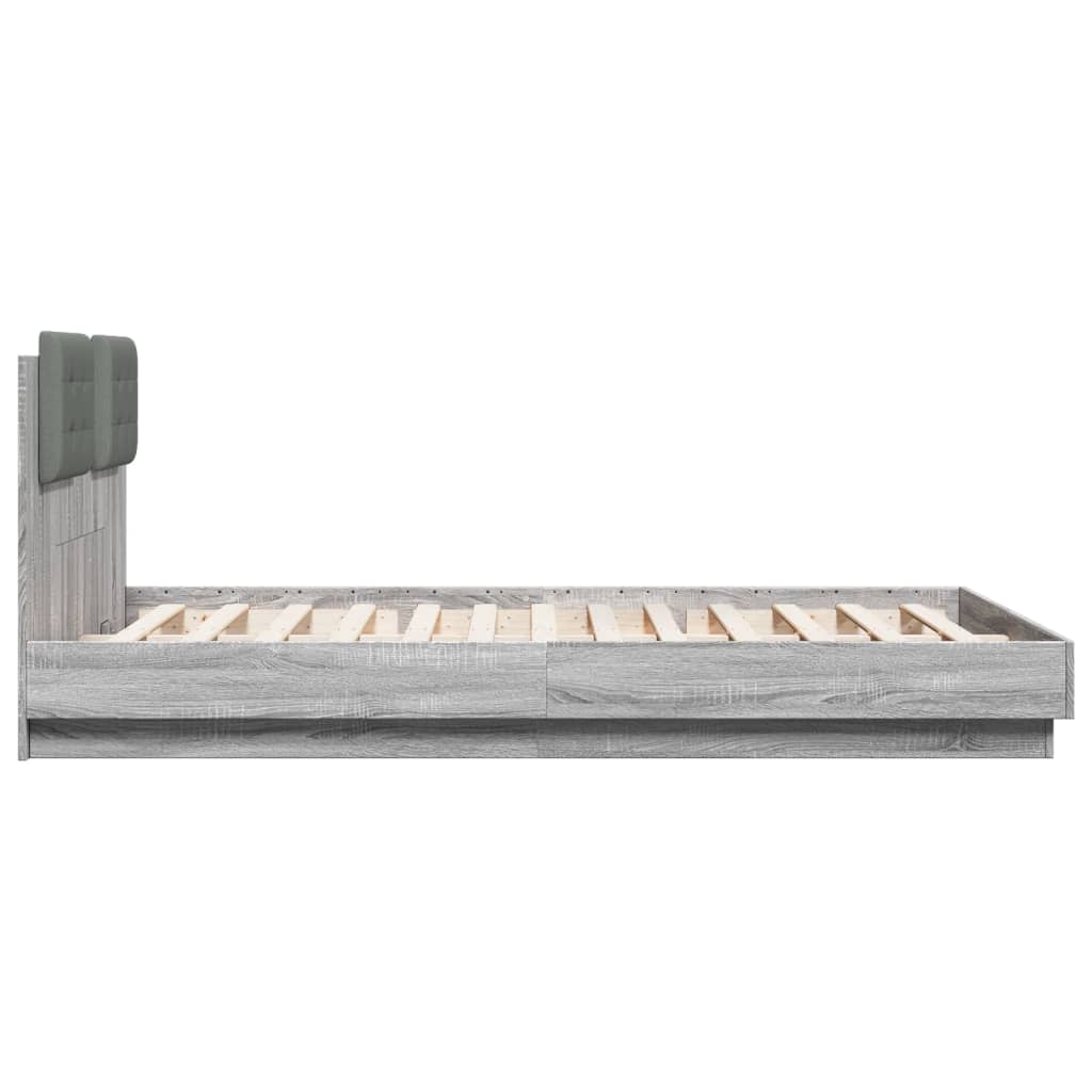 Bedframe Met Hoofdeinde Bewerkt Hout Grijs Sonoma 120X200 Cm