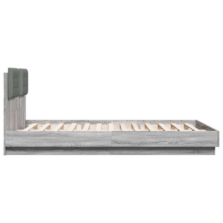 Bedframe Met Hoofdeinde Bewerkt Hout Grijs Sonoma 120X200 Cm