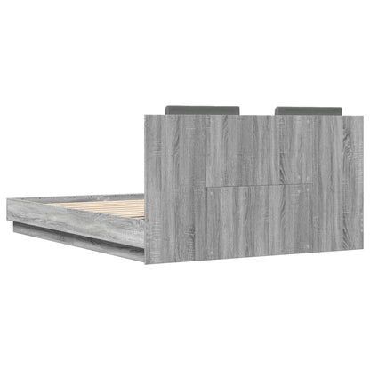 Bedframe Met Hoofdeinde Bewerkt Hout Grijs Sonoma 120X200 Cm