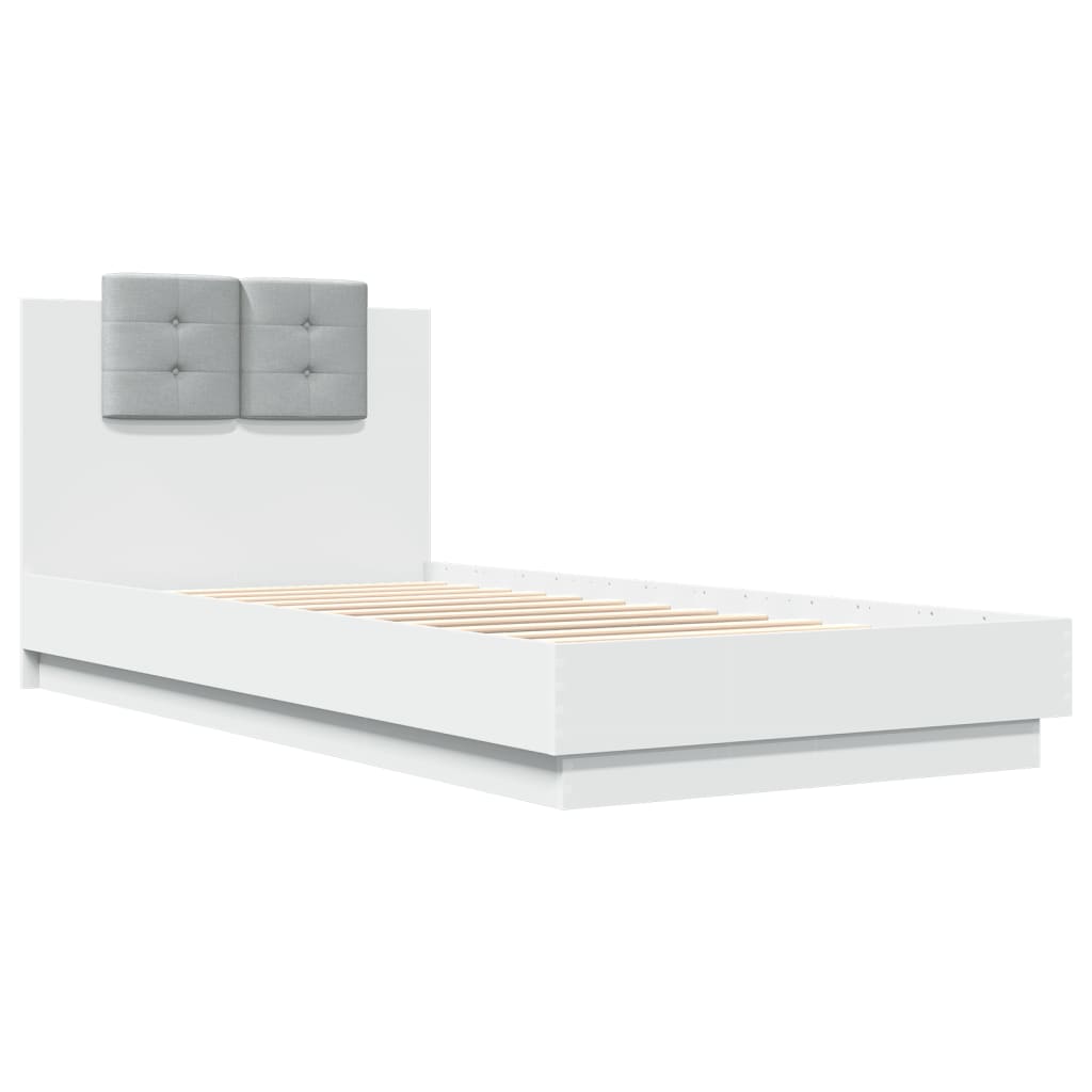 Bedframe Met Hoofdbord Bewerkt Hout Wit 100X200 Cm