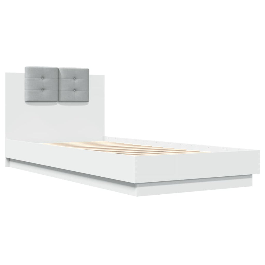 Bedframe Met Hoofdbord Bewerkt Hout Wit 100X200 Cm