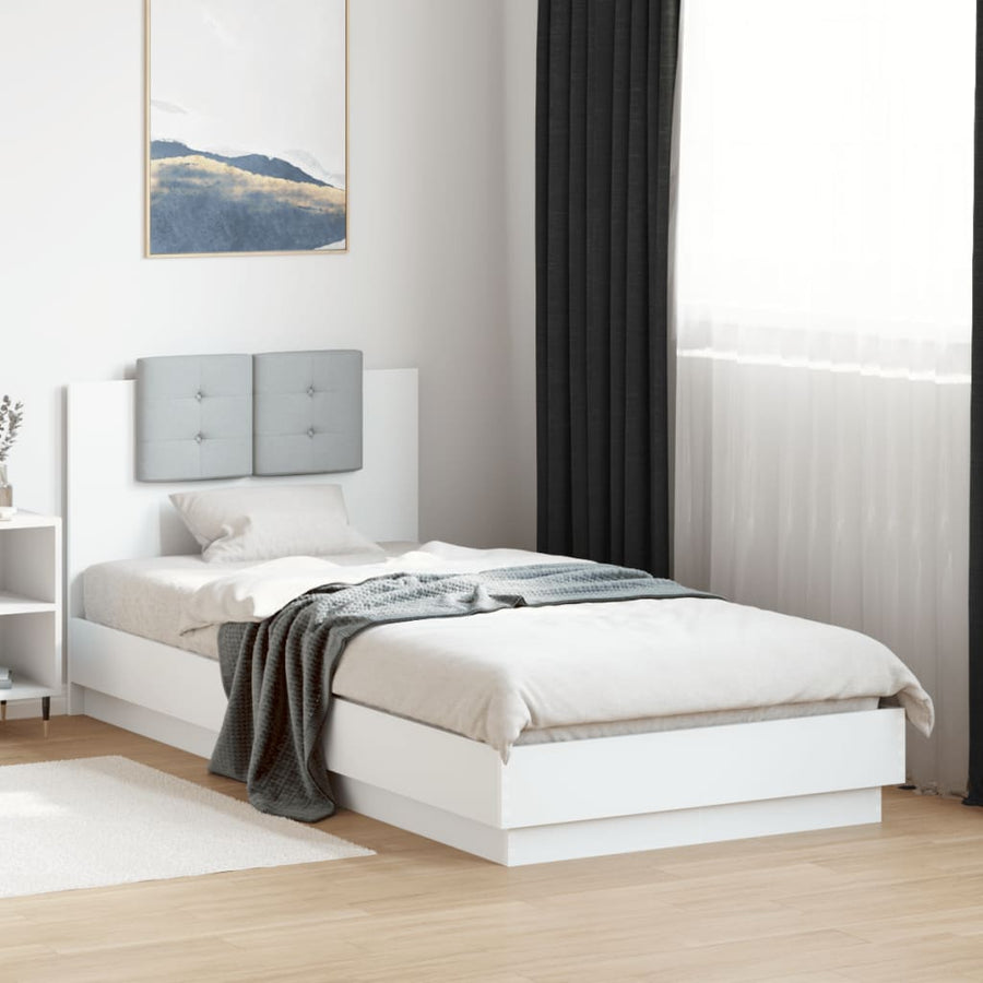 Bedframe Met Hoofdbord Bewerkt Hout Wit 100X200 Cm