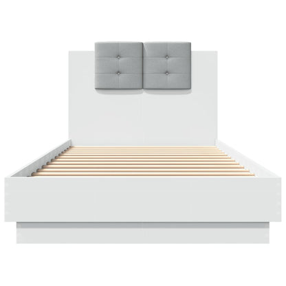 Bedframe Met Hoofdbord Bewerkt Hout Wit 100X200 Cm