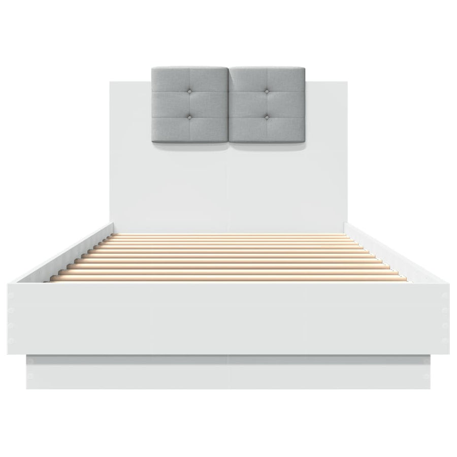 Bedframe Met Hoofdbord Bewerkt Hout Wit 100X200 Cm