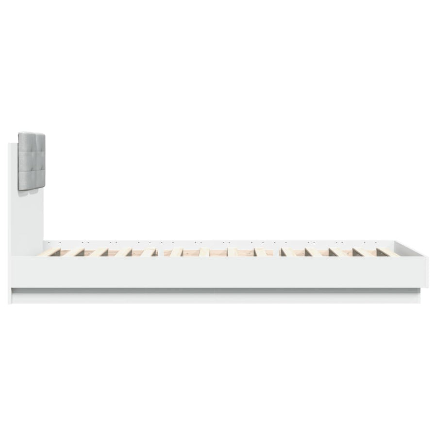 Bedframe Met Hoofdbord Bewerkt Hout Wit 100X200 Cm