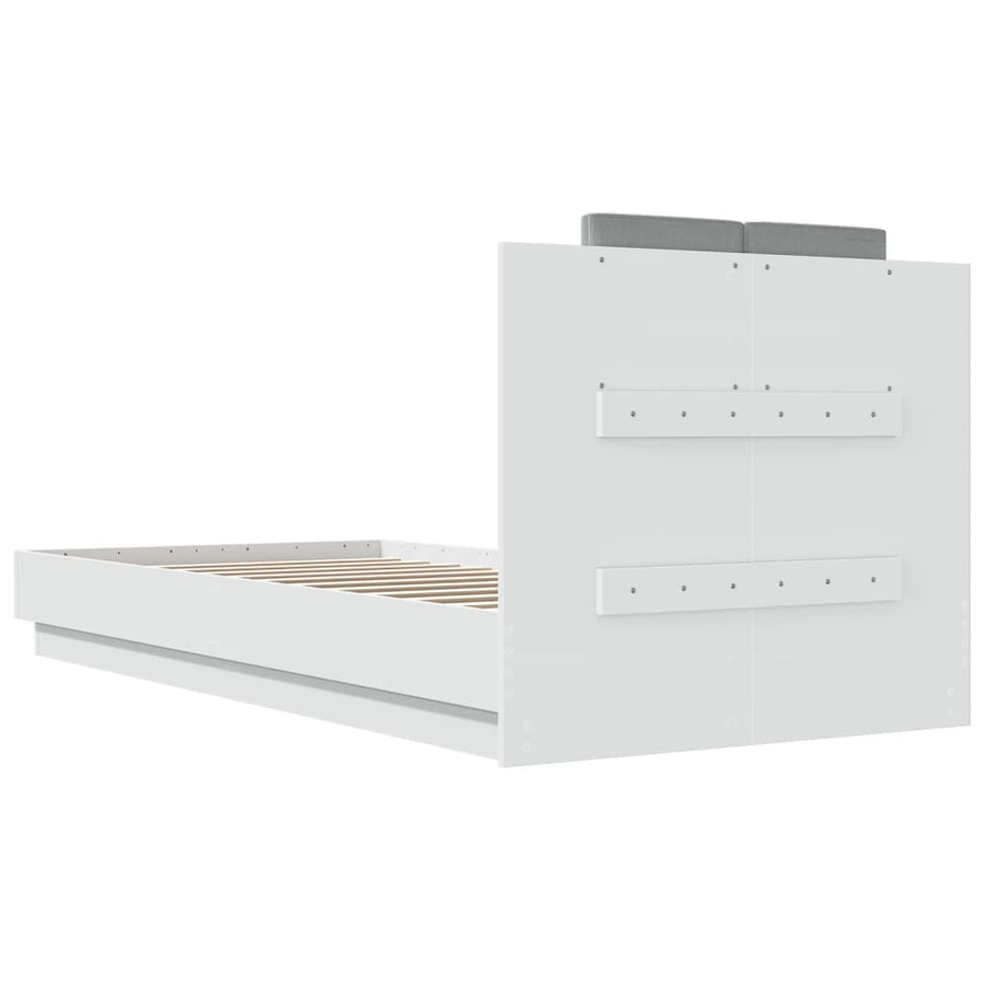 Bedframe Met Hoofdbord Bewerkt Hout Wit 100X200 Cm