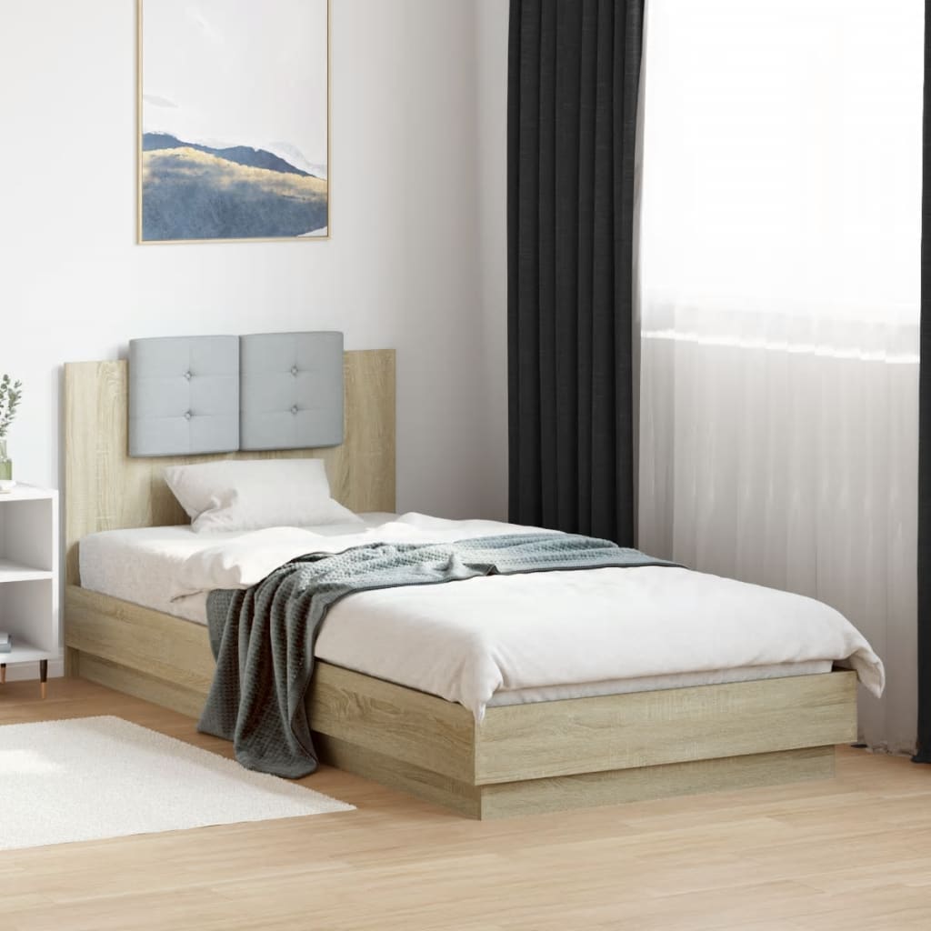 Bedframe Met Hoofdeinde Bewerkt Hout Sonoma Eiken 100X200 Cm