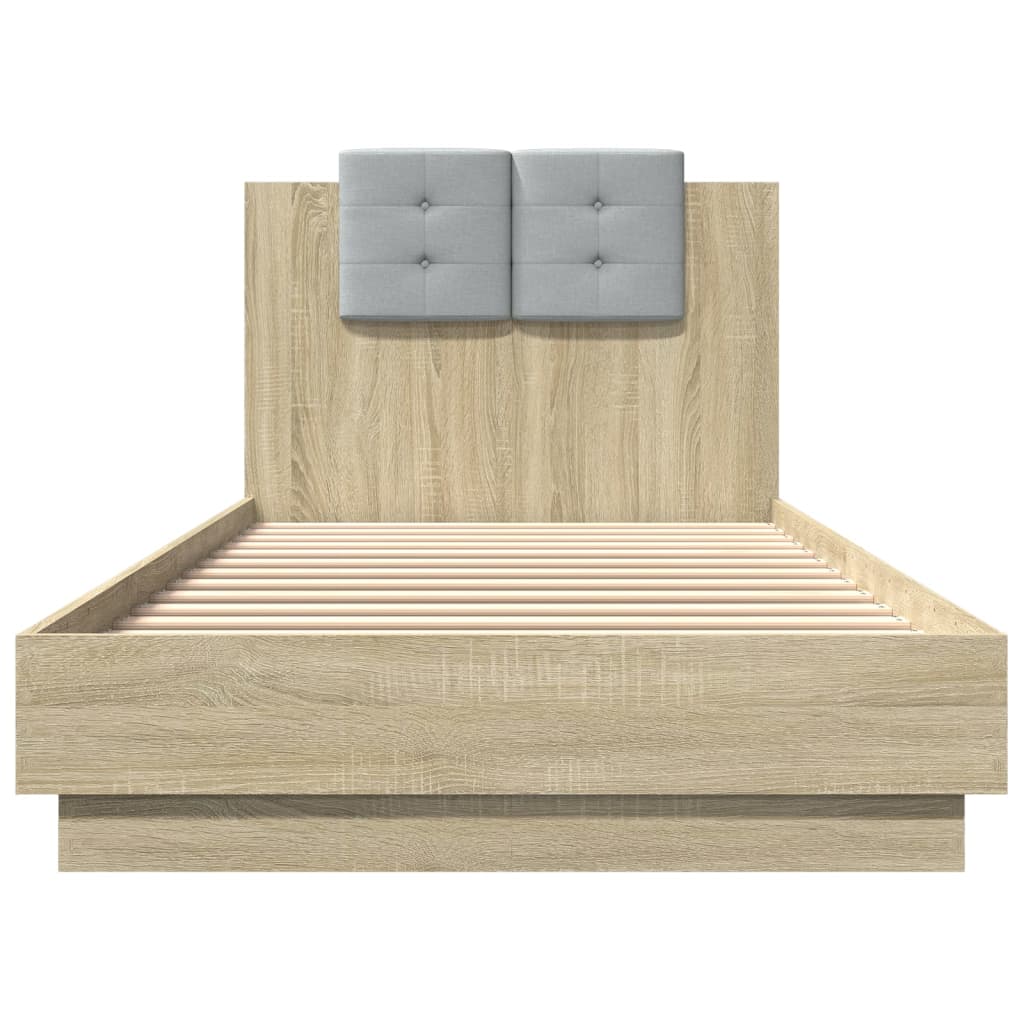 Bedframe Met Hoofdeinde Bewerkt Hout Sonoma Eiken 100X200 Cm