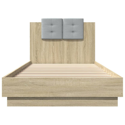 Bedframe Met Hoofdeinde Bewerkt Hout Sonoma Eiken 100X200 Cm