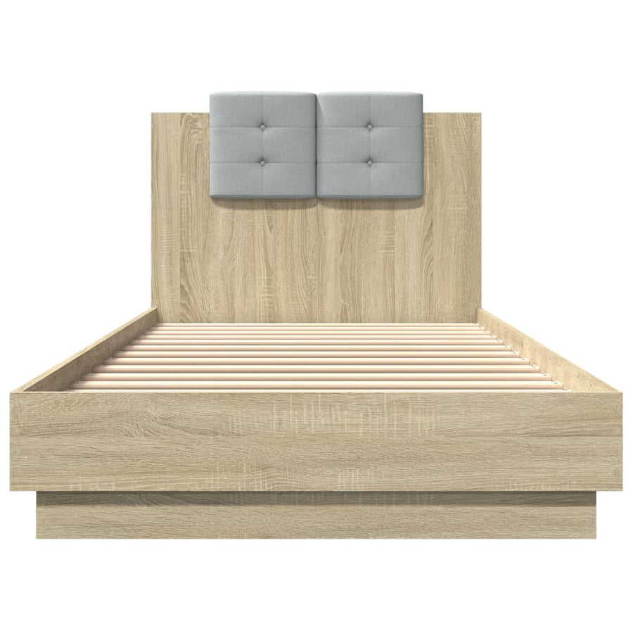 Bedframe Met Hoofdeinde Bewerkt Hout Sonoma Eiken 100X200 Cm