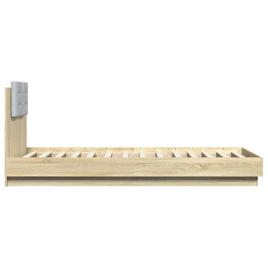 Bedframe Met Hoofdeinde Bewerkt Hout Sonoma Eiken 100X200 Cm