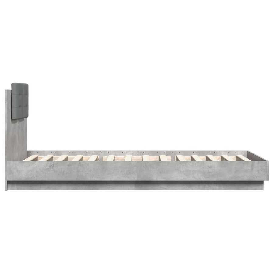 Bedframe Met Hoofdeinde Bewerkt Hout Betongrijs 100X200 Cm