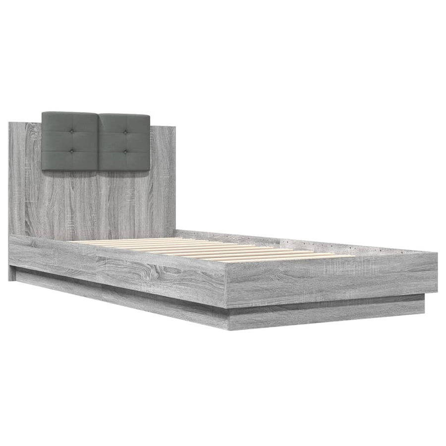 Bedframe Met Hoofdeinde Bewerkt Hout Grijs Sonoma 100X200 Cm