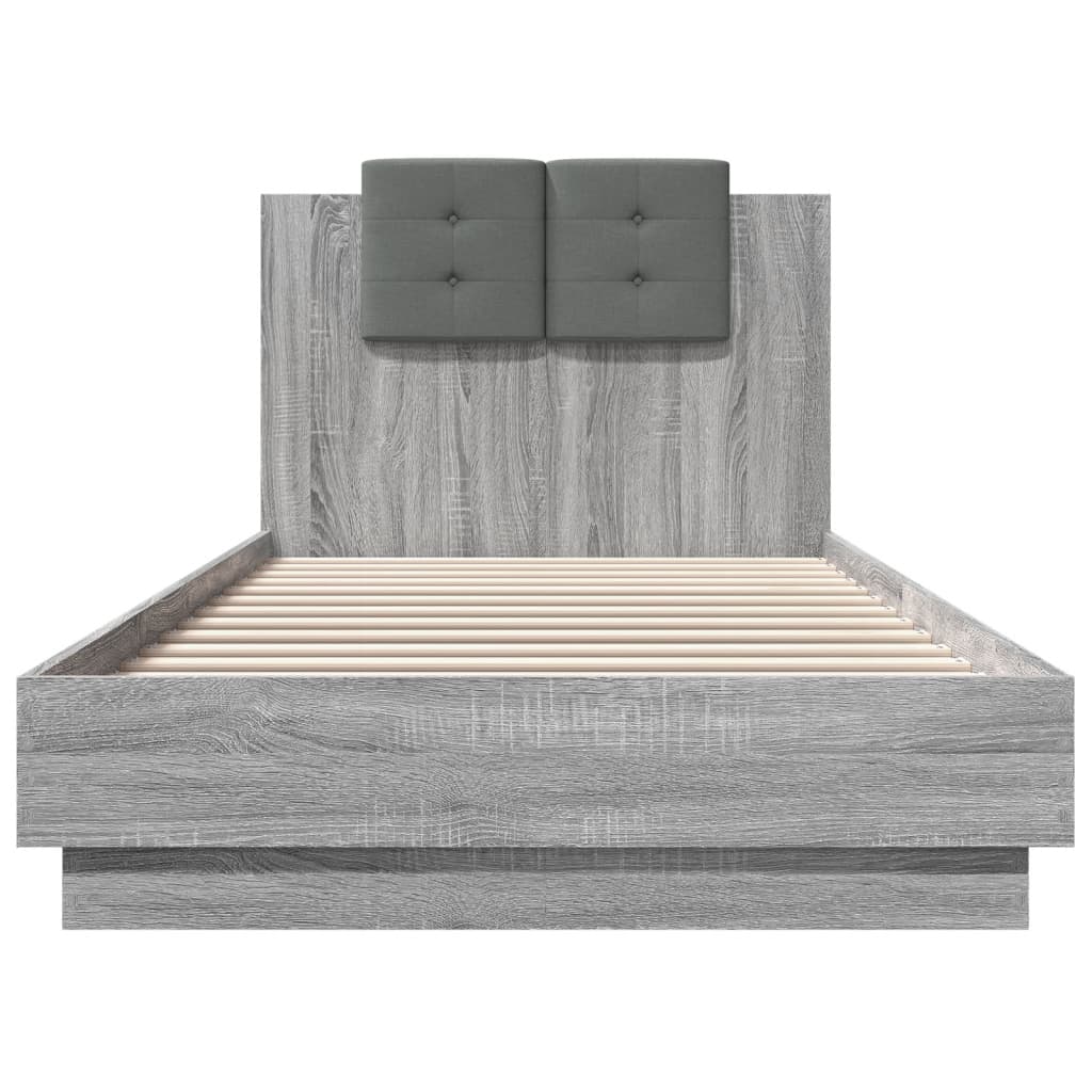 Bedframe Met Hoofdeinde Bewerkt Hout Grijs Sonoma 100X200 Cm