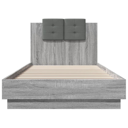 Bedframe Met Hoofdeinde Bewerkt Hout Grijs Sonoma 100X200 Cm