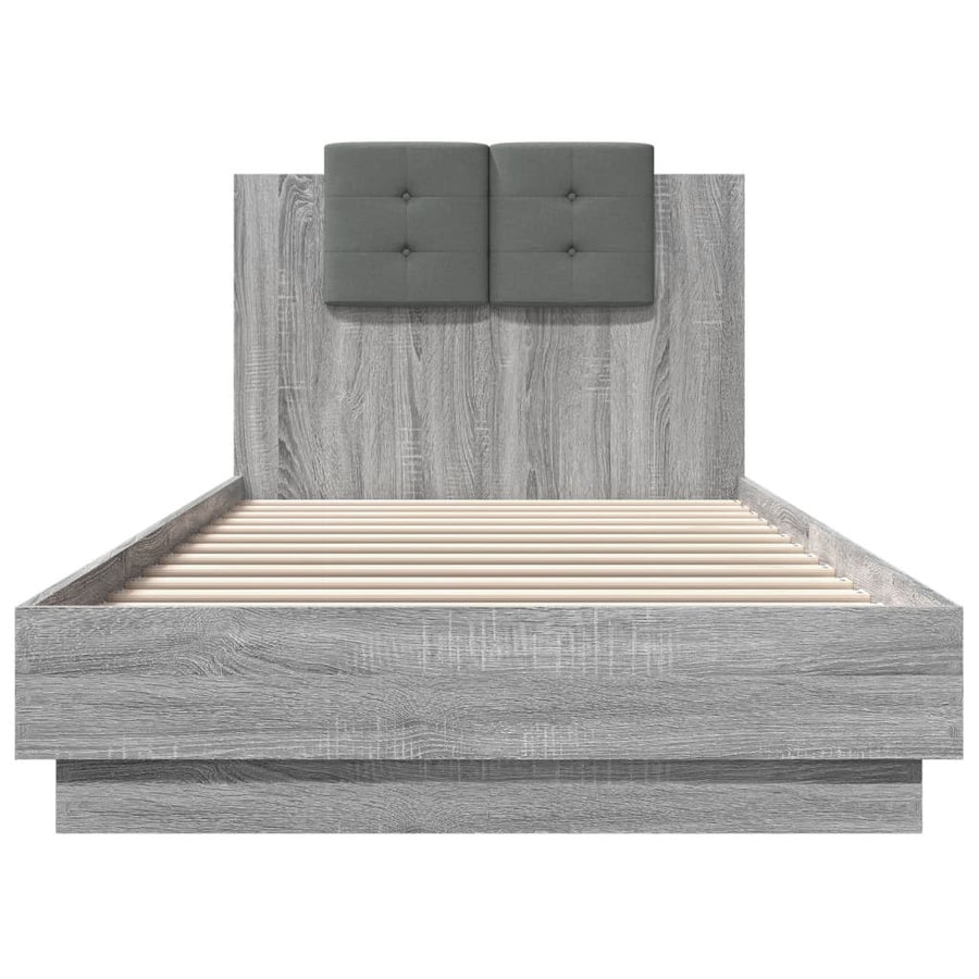 Bedframe Met Hoofdeinde Bewerkt Hout Grijs Sonoma 100X200 Cm