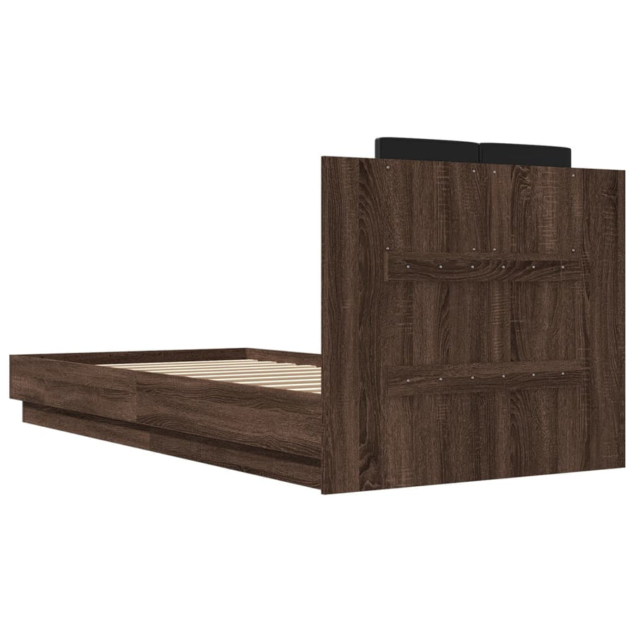 Bedframe Met Hoofdeinde Bewerkt Hout Bruineikenkleur 100X200 Cm
