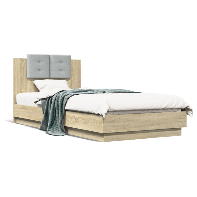 Bedframe met hoofdeinde bewerkt hout sonoma eiken 100x200 cm