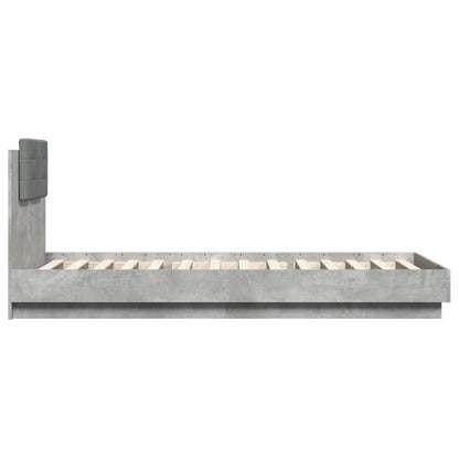 Bedframe met hoofdeinde bewerkt hout betongrijs 90x200 cm