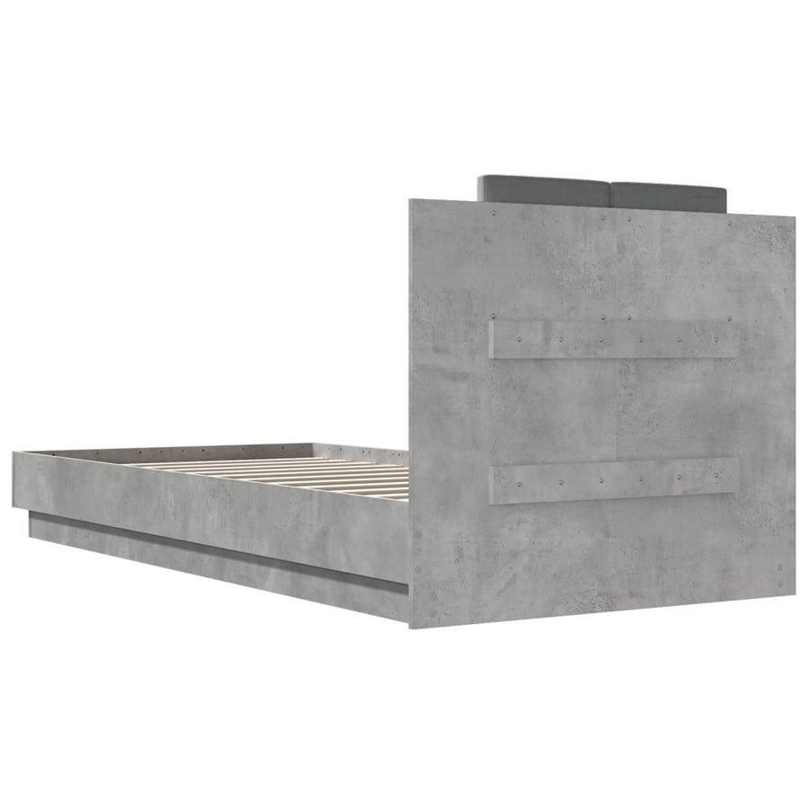 Bedframe met hoofdeinde bewerkt hout betongrijs 90x200 cm
