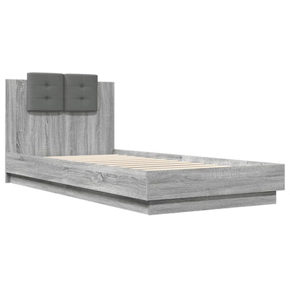 Bedframe met hoofdeinde bewerkt hout grijs sonoma 90x200 cm
