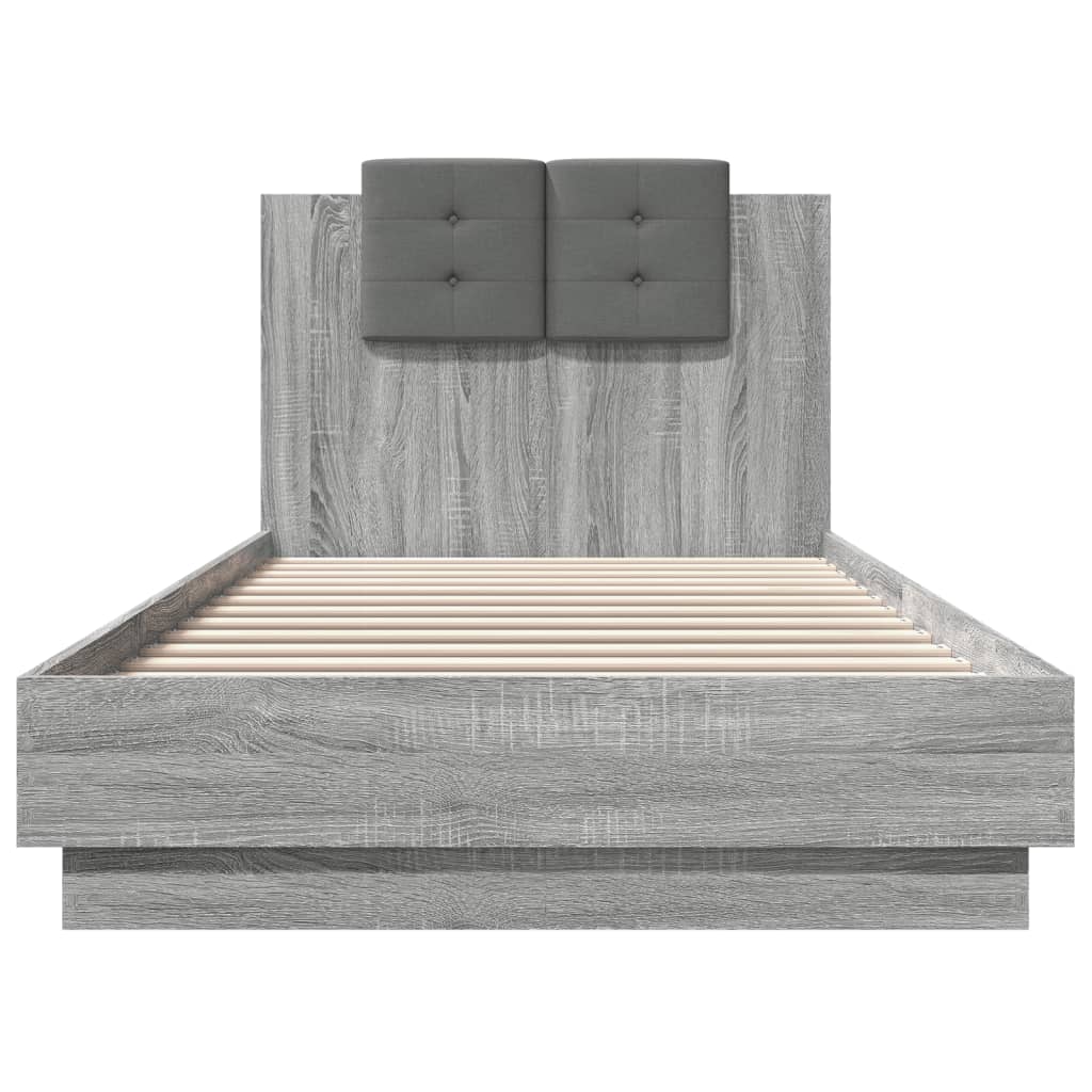 Bedframe met hoofdeinde bewerkt hout grijs sonoma 90x200 cm