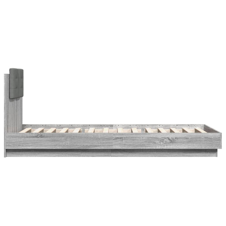 Bedframe met hoofdeinde bewerkt hout grijs sonoma 90x200 cm