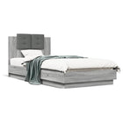 Bed frame with headboard engineered wood grey Sonoma 90x200 cm