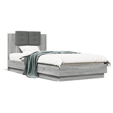 Bedframe met hoofdeinde bewerkt hout grijs sonoma 90x200 cm