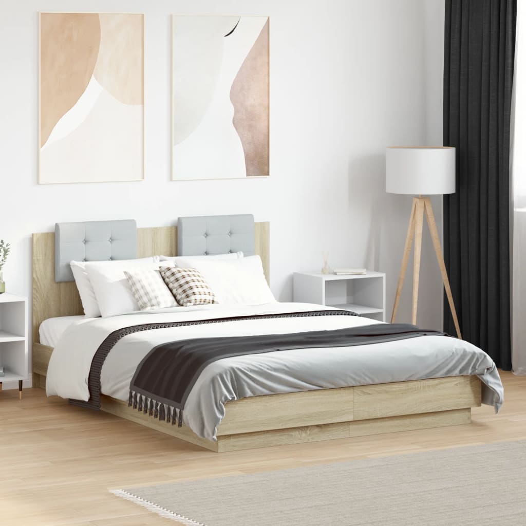 Bedframe met hoofdeinde bewerkt hout sonoma eiken 140x190 cm